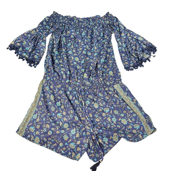 RAGA Pants - Raga Anthropologie floral silky short sleeve romper. Size L. boho, date night